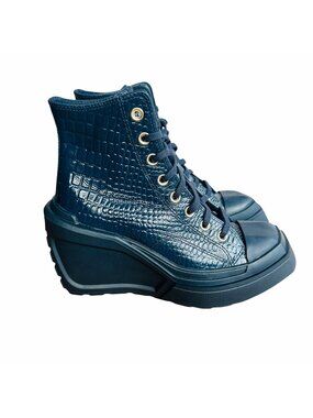 ✨Converse Chuck 70 De Luxe Wedge Platform Leather Sz 6 Women Shoes Blue A10037C